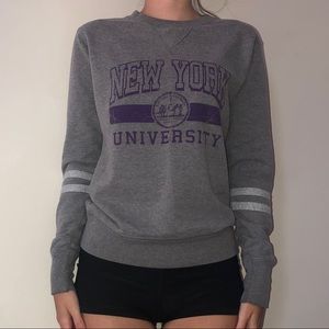 Gray New York University Pull Over Crewneck